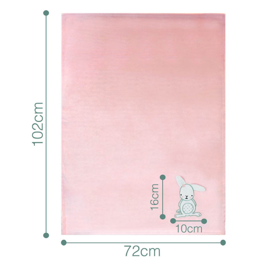 Decke Rosa Mit Hase | Babydecke Bestickt
