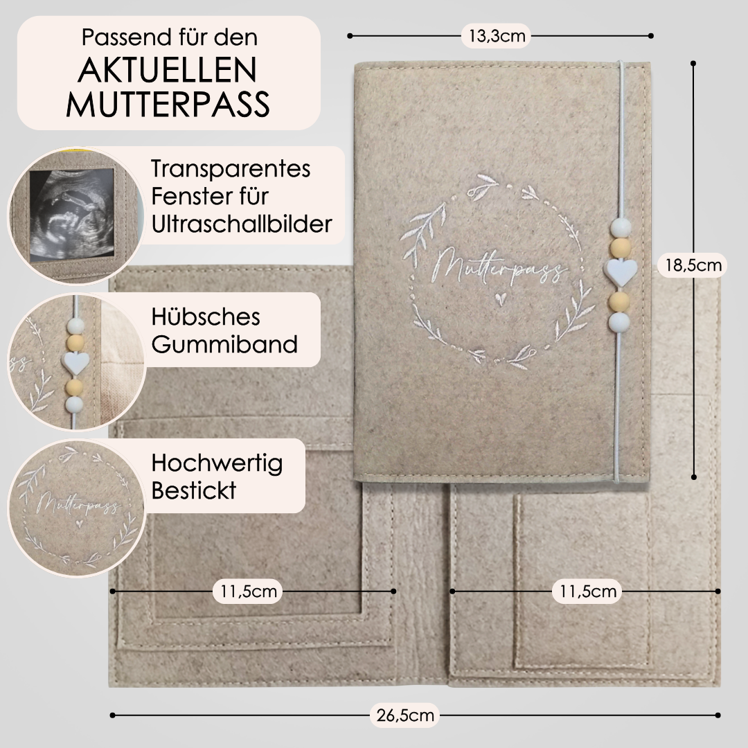 Flower Mutterpasshülle aus Filz Ohne Personalisierung