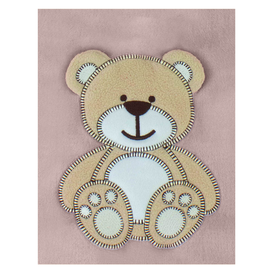 Decke Altrosa Mit Bär | Babydecke Bestickt