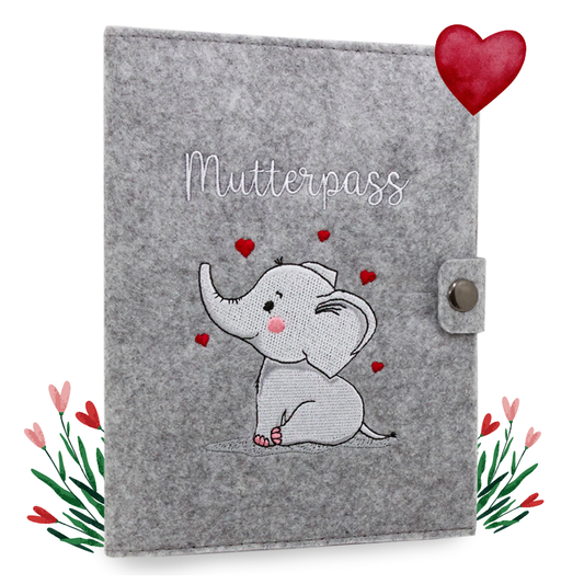Elefant Mutterpasshülle aus Filz Ohne Personalisierung