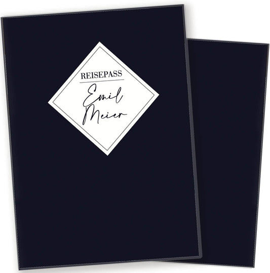 Dark Blue Reisepasshülle für Erwachsene und Kinder Mit Namen