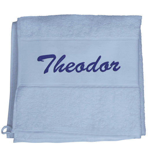 Hellblau Hochwertiges Händehandtuch Bestickt mit Namen