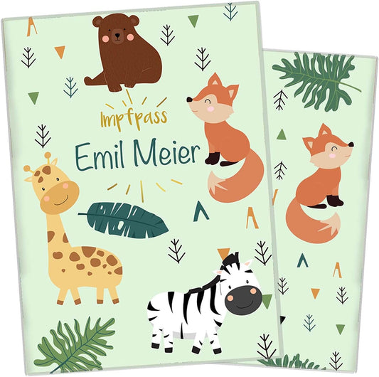 Zebra & Giraffe Personalisierbare Impfpasshülle für Erwachsene und Kinder