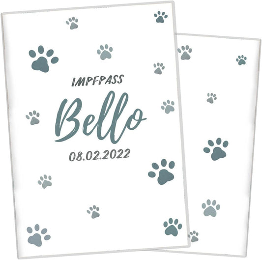 Pfote Blau Wilhelm Fell Impfpasshülle für Tiere Mit Namen