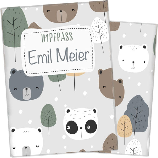 Bären Personalisierbare Impfpasshülle für Erwachsene und Kinder
