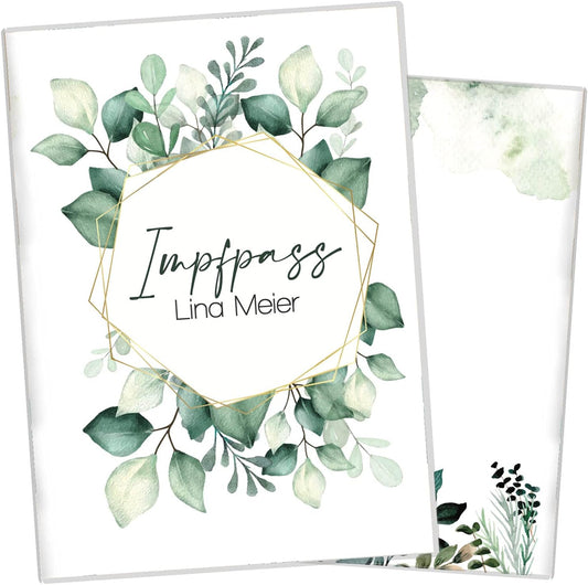 Green Leaves Personalisierbare Impfpasshülle für Erwachsene und Kinder