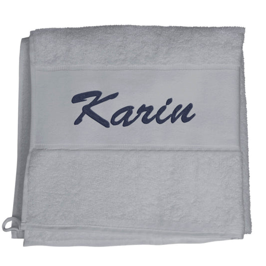 Hellgrau Hochwertiges Händehandtuch Bestickt mit Namen