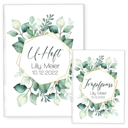 Green Flowers U-Heft und Impfpasshülle Mit Personalisierung