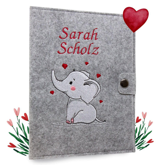 Elefant Mutterpasshülle aus Filz Mit Personalisierung