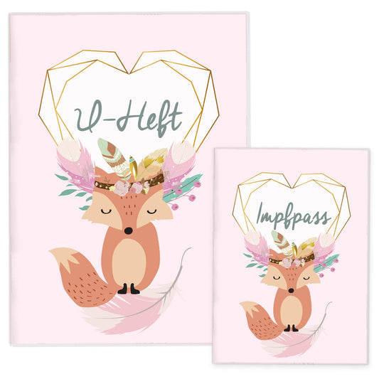 Boho Fuchs Rosa U-Heft und Impfpasshülle Ohne Personalisierung