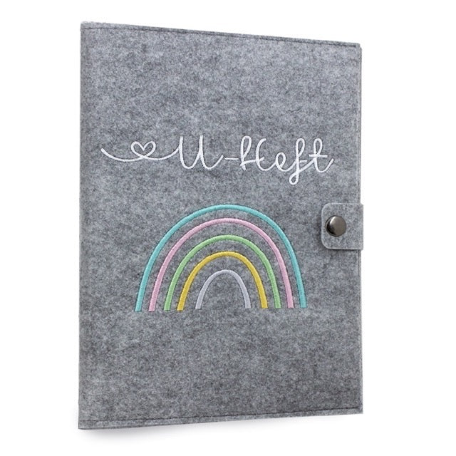 Regenbogen Pastell U-Heft und Impfpasshülle aus Filz Ohne Personalisierung