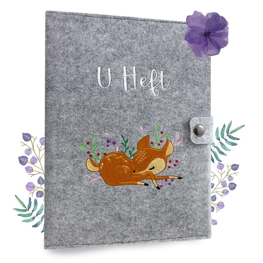 Rehkitz U-Heft und Impfpasshülle aus Filz Ohne Personalisierung
