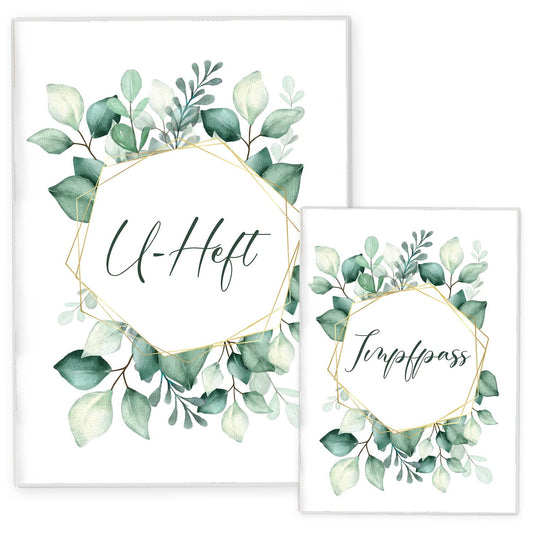 Green Flowers U-Heft und Impfpasshülle Ohne Personalisierung
