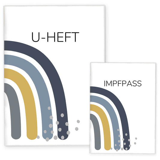 Regenbogen Blau U-Heft und Impfpasshülle Ohne Personalisierung