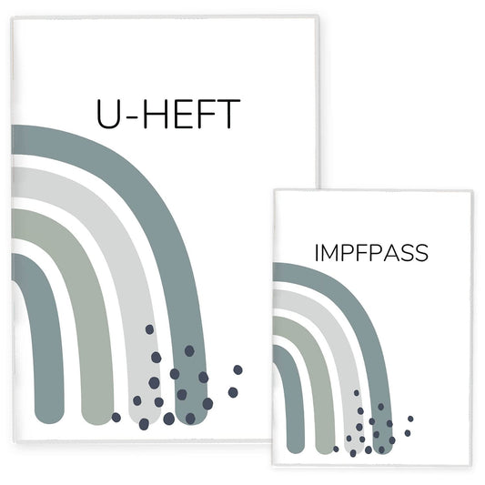 Regenbogen Jadegrün U-Heft und Impfpasshülle Ohne Personalisierung