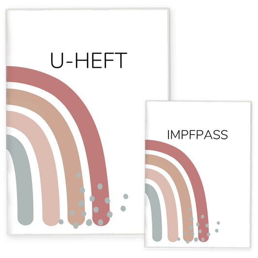 Regenbogen Altrosa U-Heft und Impfpasshülle Ohne Personalisierung