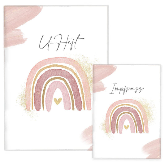 Wasserfarben Rosa U-Heft und Impfpasshülle Ohne Personalisierung