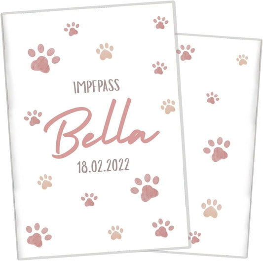 Pfote Rosa Wilhelm Fell Impfpasshülle für Tiere Mit Namen
