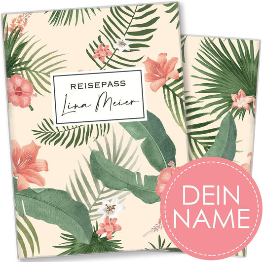 Palmen Reisepasshülle für Erwachsene und Kinder Mit Namen