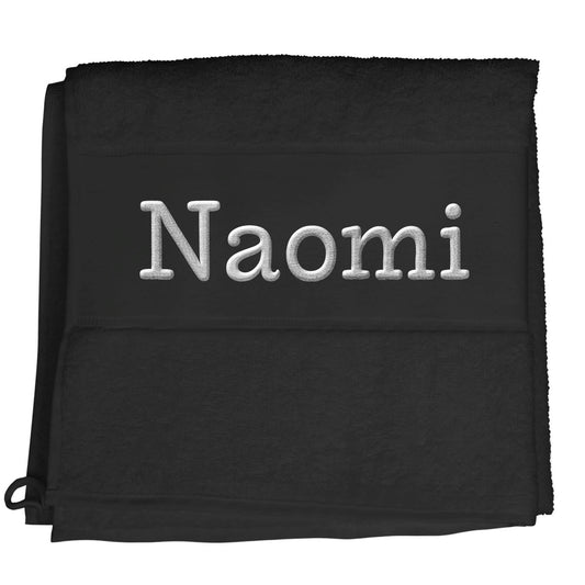 Schwarz Hochwertiges Händehandtuch Bestickt mit Namen