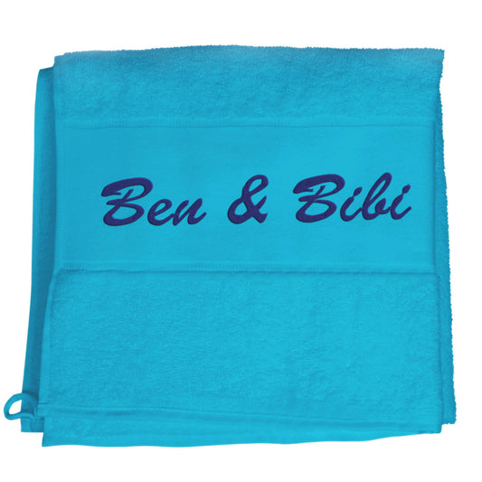 Aquablau Hochwertiges Händehandtuch Bestickt mit Namen