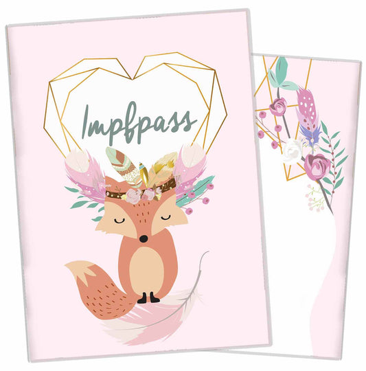 Boho Fuchs Rosa Impfpasshülle für Erwachsene und Kinder