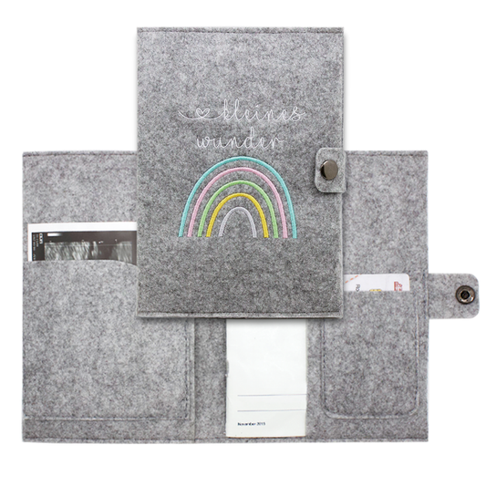 Regenbogen Pastell Mutterpasshülle aus Filz Ohne Personalisierung