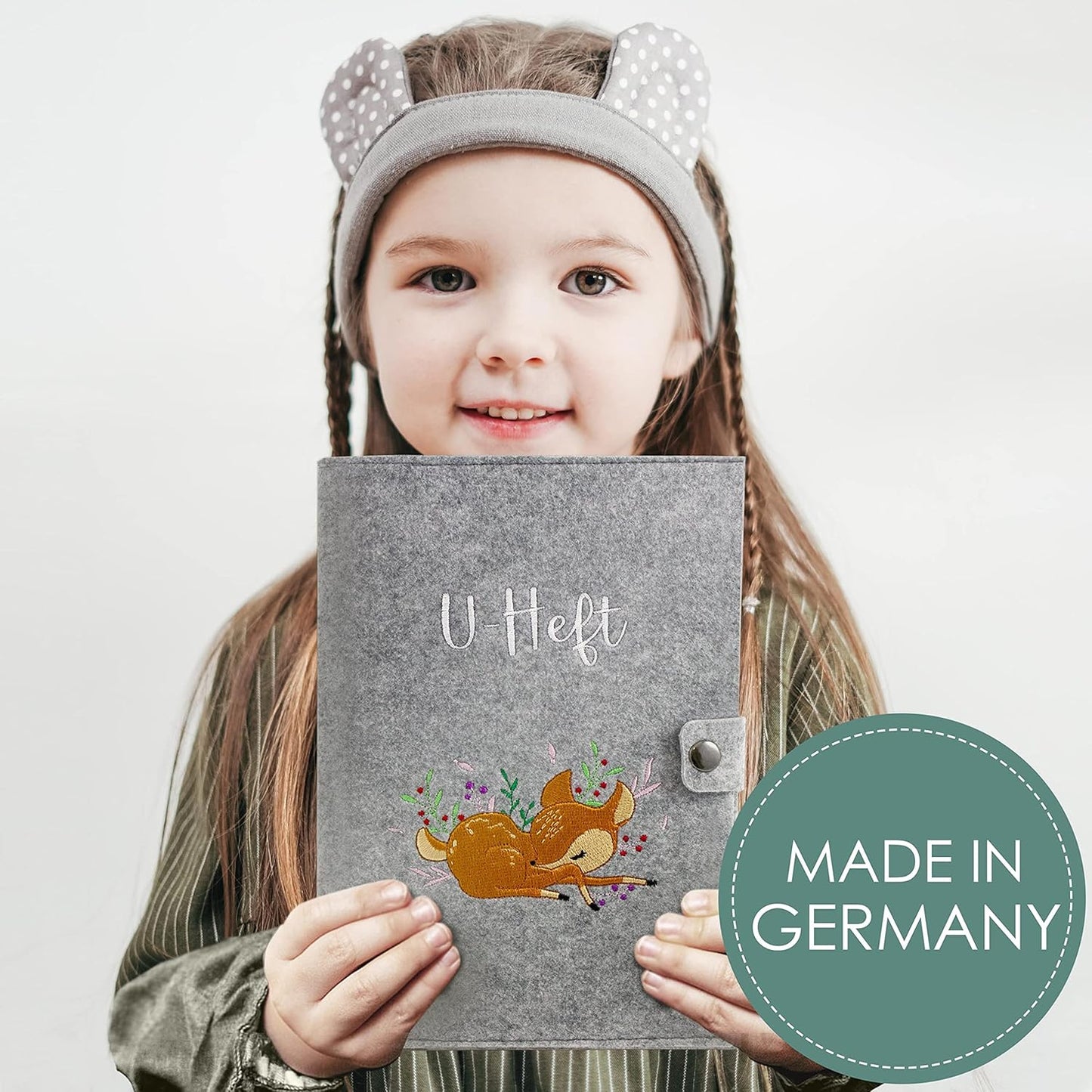 Rehkitz U-Heft und Impfpasshülle aus Filz Mit Personalisierung