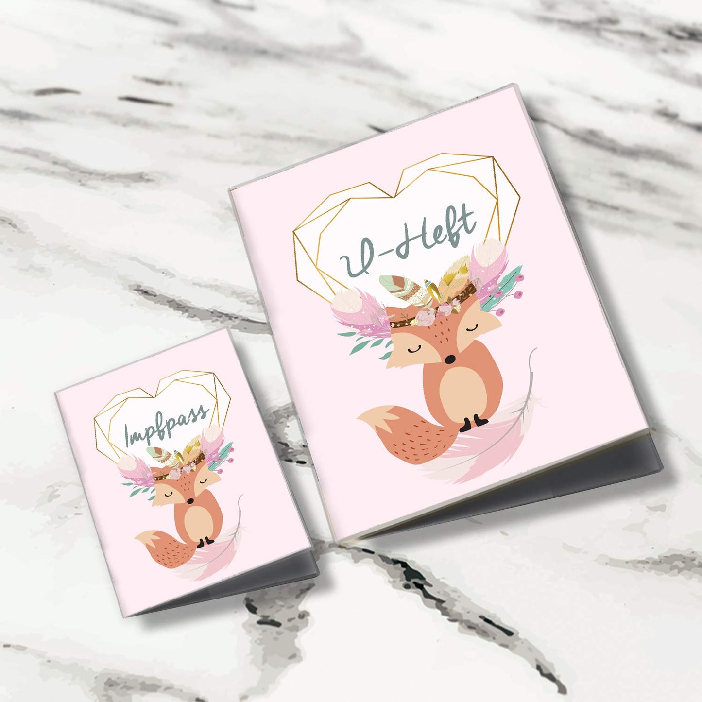 Boho Fuchs Rosa U-Heft und Impfpasshülle Ohne Personalisierung