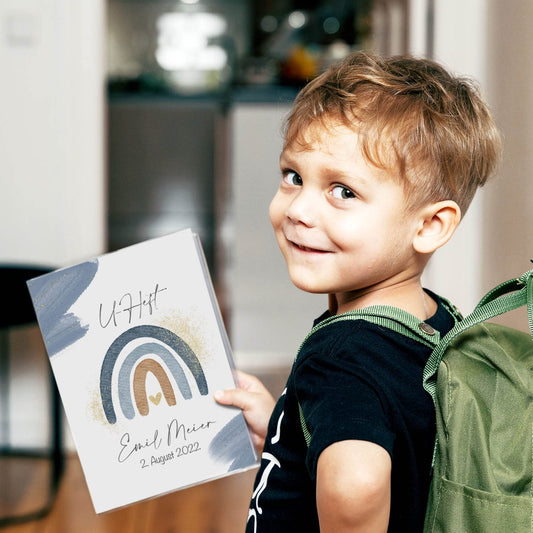 Wasserfarben Blau U-Heft und Impfpasshülle Mit Personalisierung