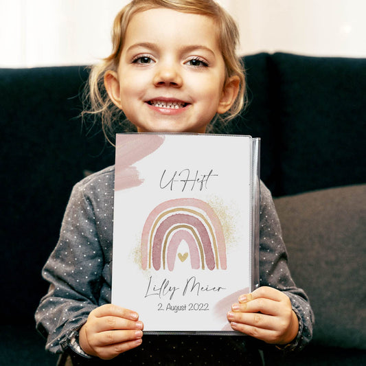 Wasserfarben Rosa U-Heft und Impfpasshülle Mit Personalisierung