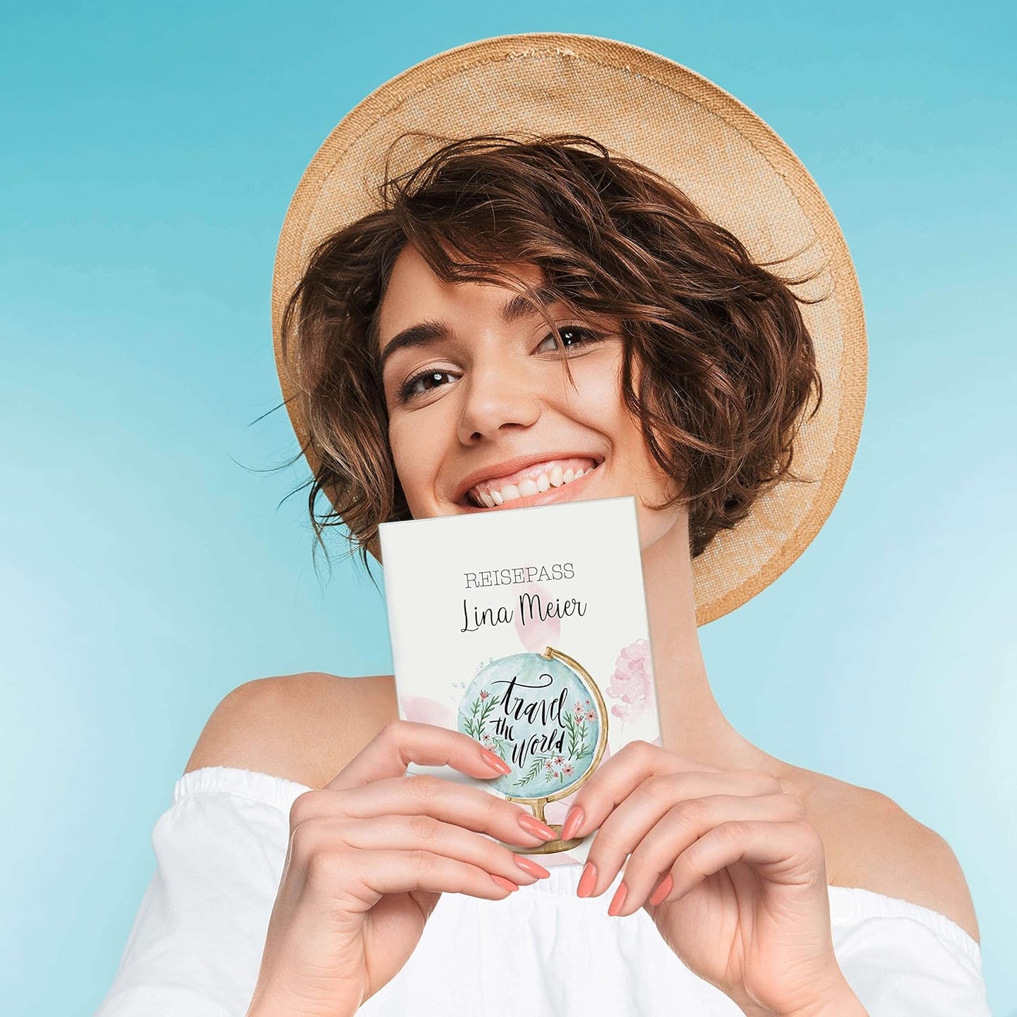 Globus Blush Reisepasshülle für Erwachsene und Kinder Mit Namen