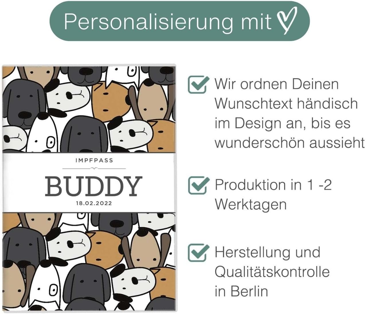 Buddy Wilhelm Fell Impfpasshülle für Tiere Mit Namen
