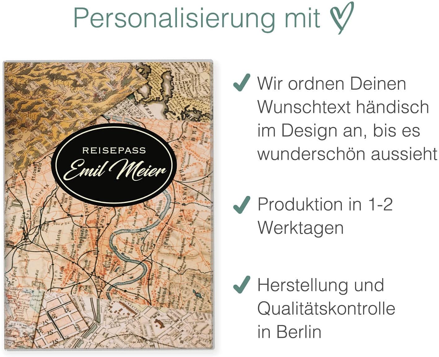 Karte Reisepasshülle für Erwachsene und Kinder Mit Namen