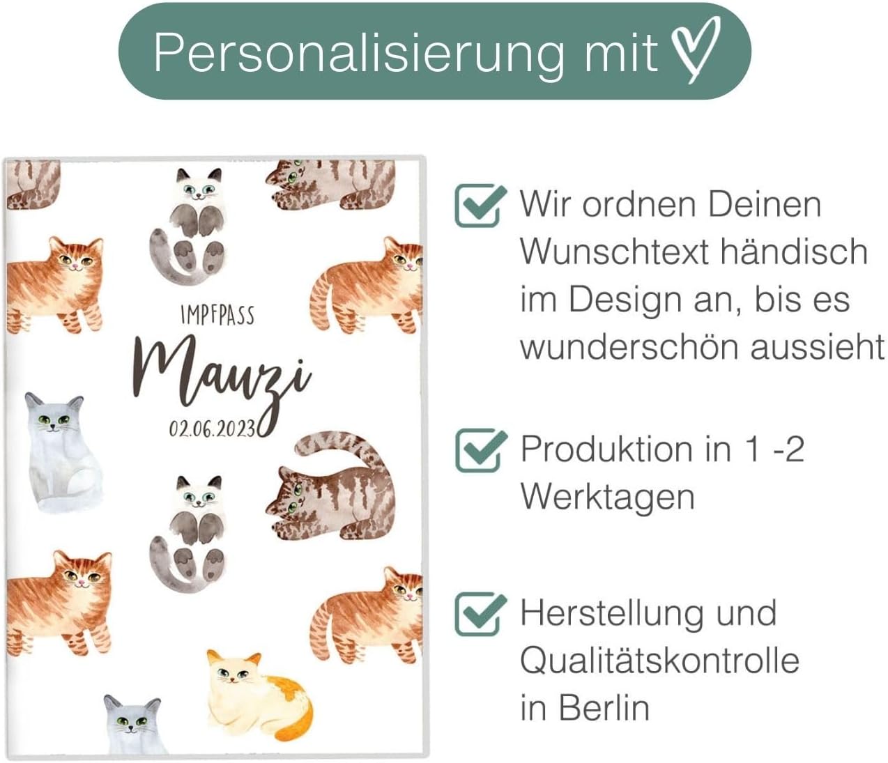 Mauzi Wilhelm Fell Impfpasshülle für Tiere Mit Namen