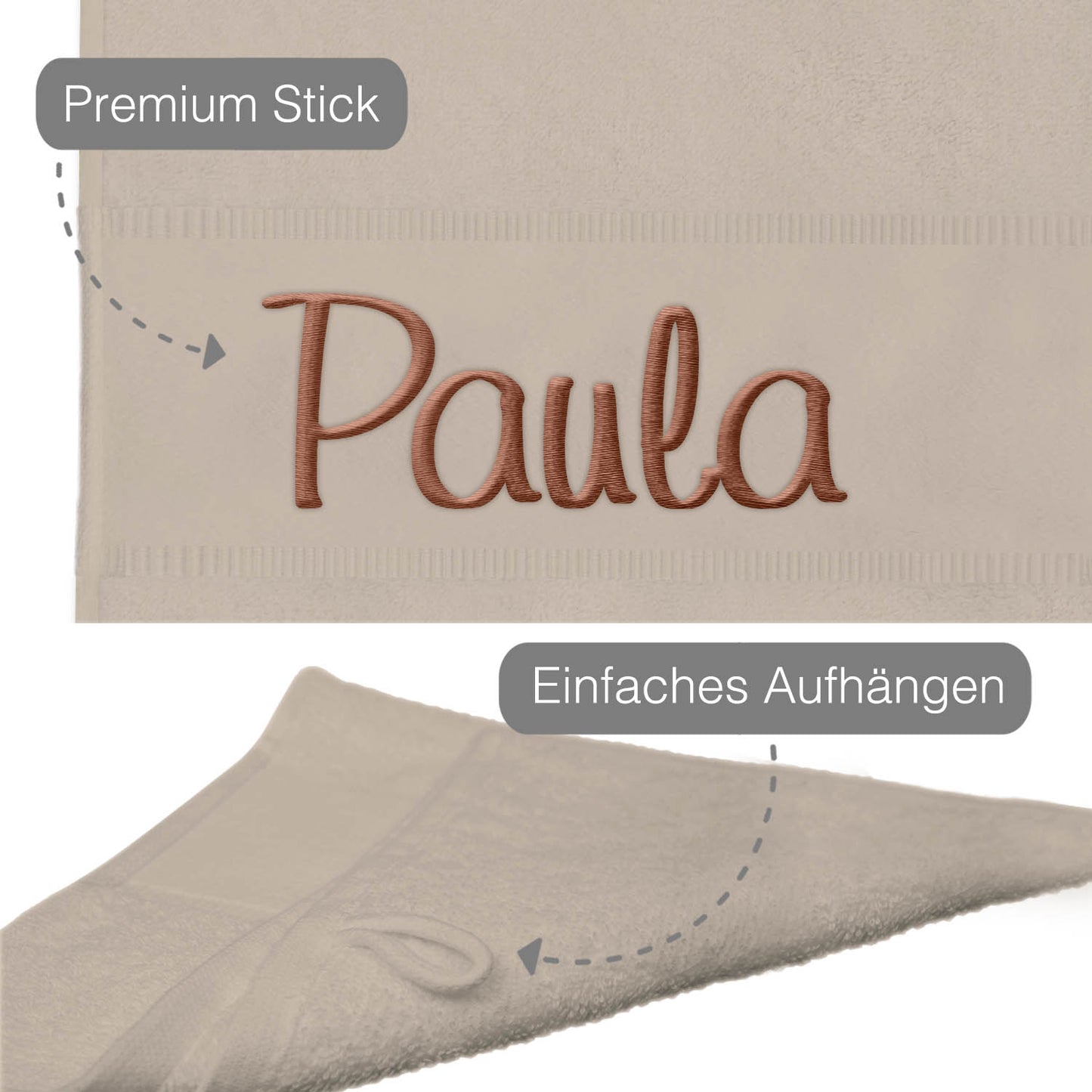 Sand Hochwertiges Händehandtuch Bestickt mit Namen