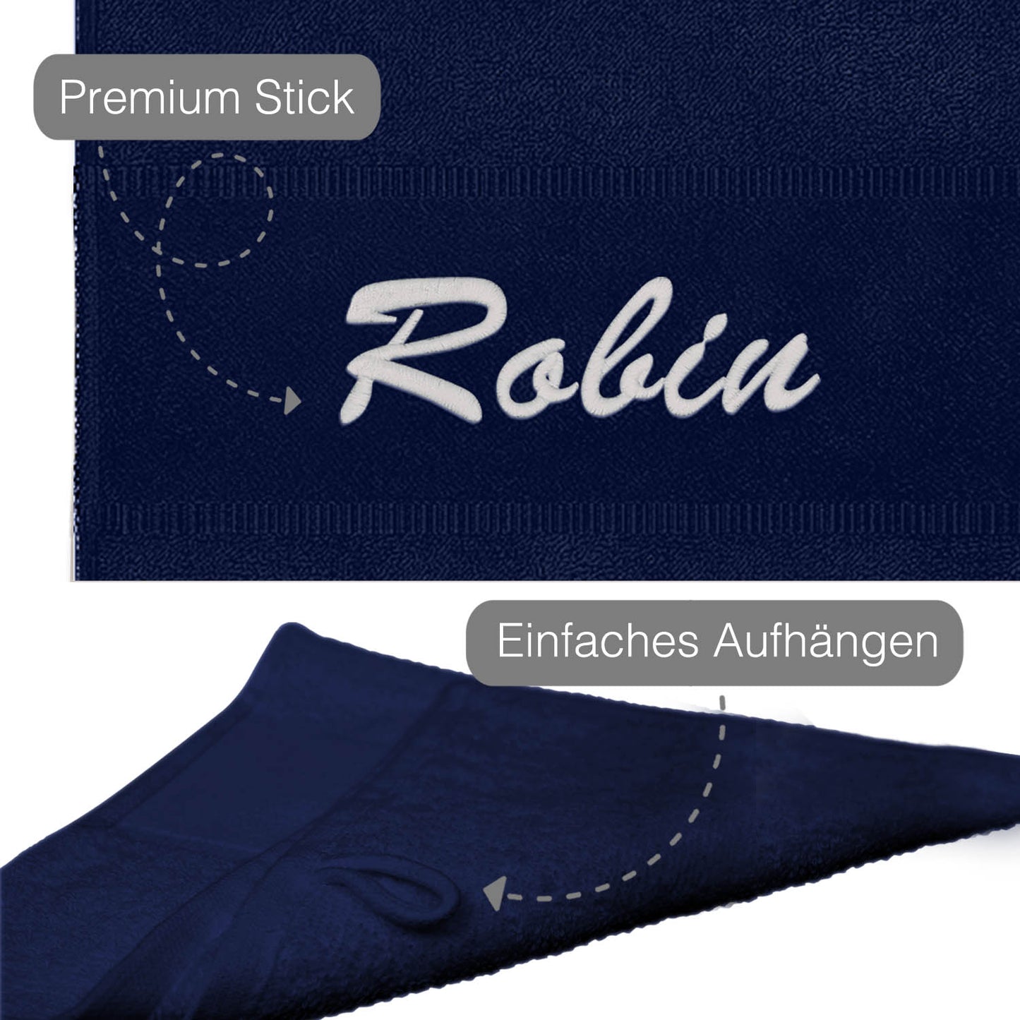 Dunkelblau Hochwertiges Händehandtuch Bestickt Mit Namen