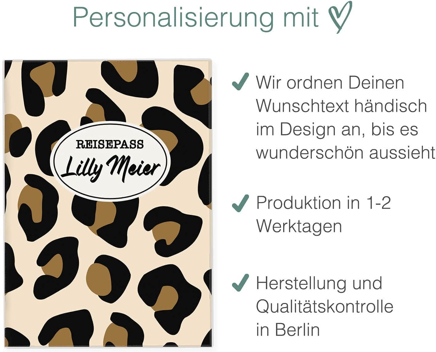 Animal Print Reisepasshülle für Erwachsene und Kinder Mit Namen