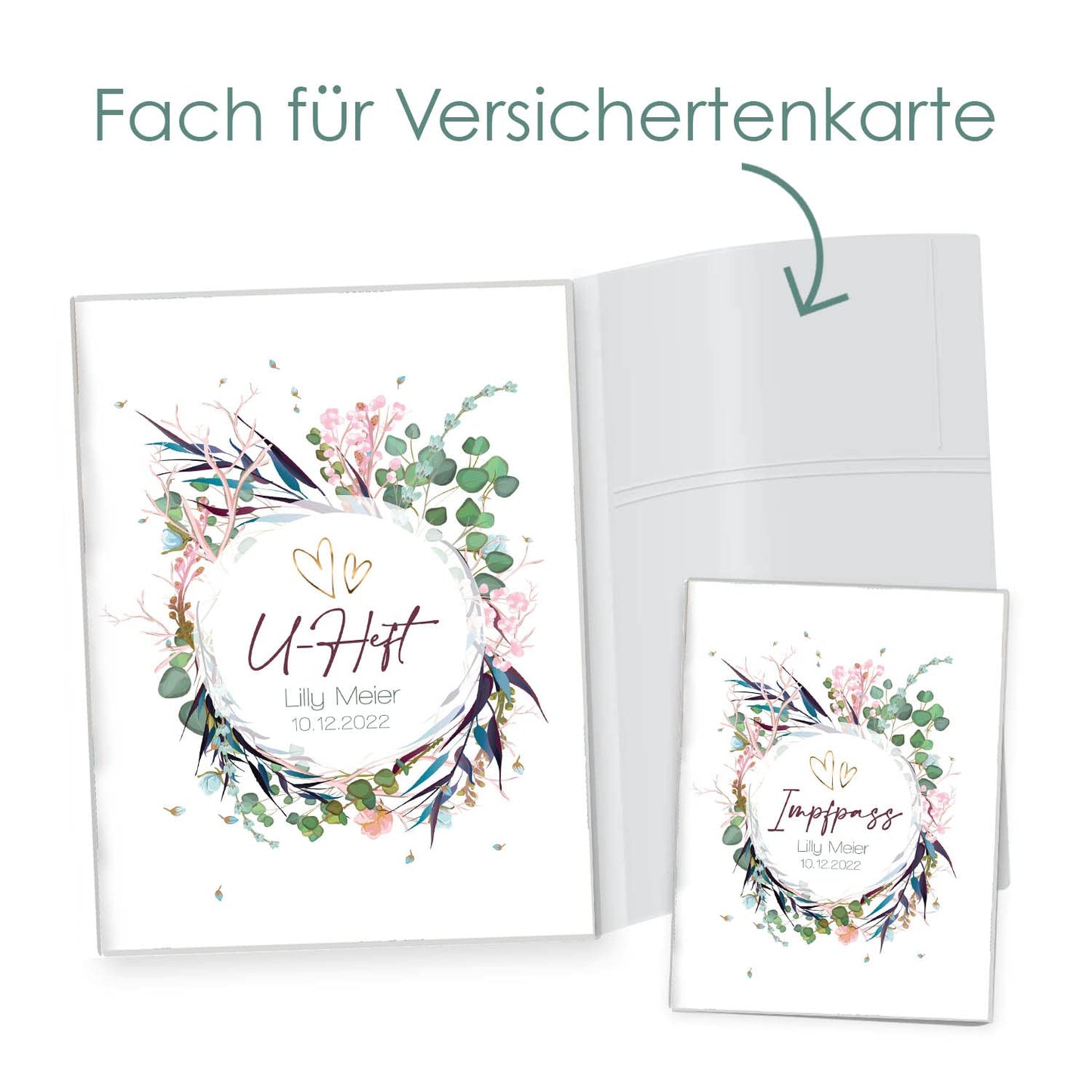 Flower Party U-Heft und Impfpasshülle Mit Personalisierung