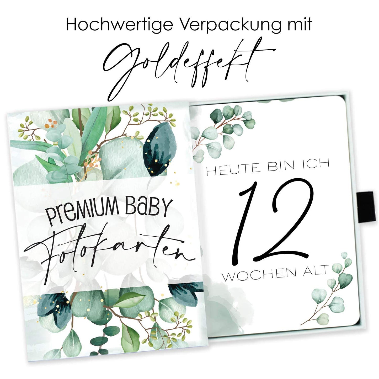 45 Baby Meilenstein-Karten im Eukalyptus Design für Jungen & Mädchen mit hochwertiger Verpackung