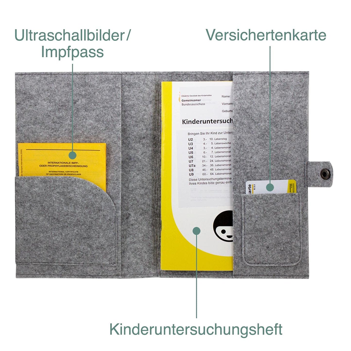 Rehkitz U-Heft und Impfpasshülle aus Filz Mit Personalisierung