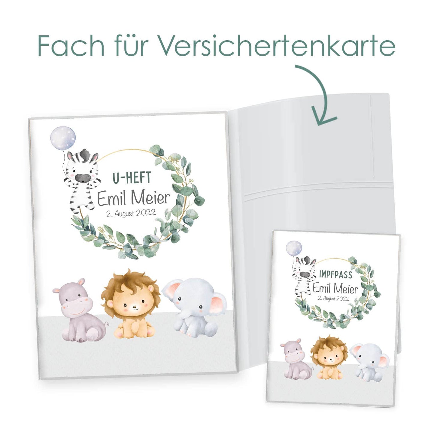 Süße Tiere U-Heft und Impfpasshülle Mit Personalisierung