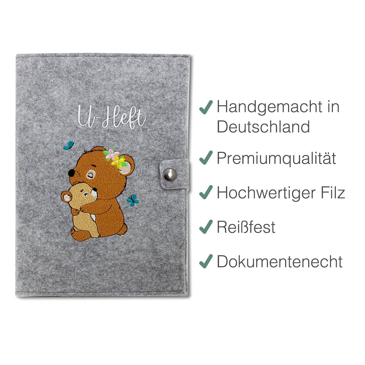 Bären U-Heft und Impfpasshülle aus Filz Ohne Personalisierung