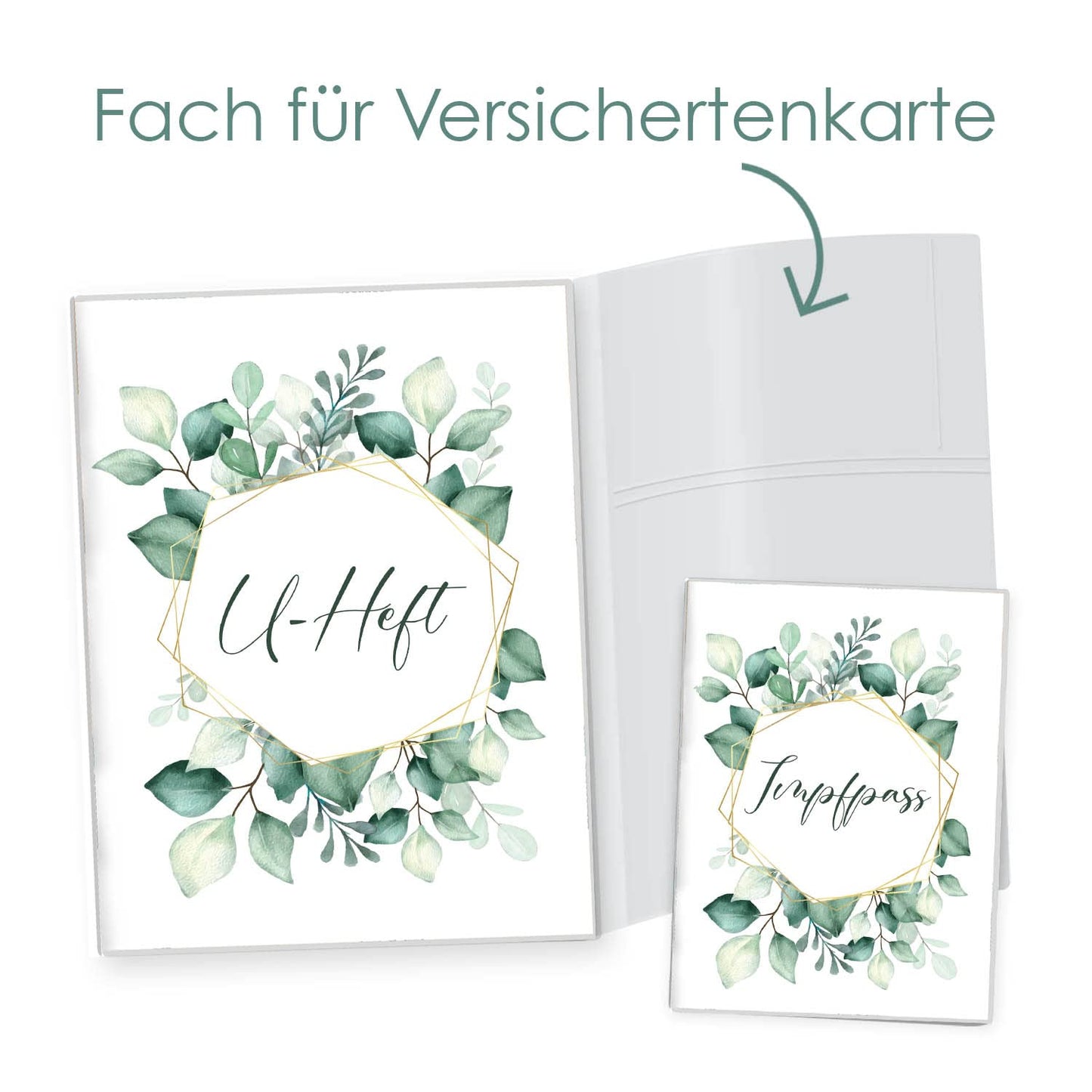 Green Flowers U-Heft und Impfpasshülle Ohne Personalisierung