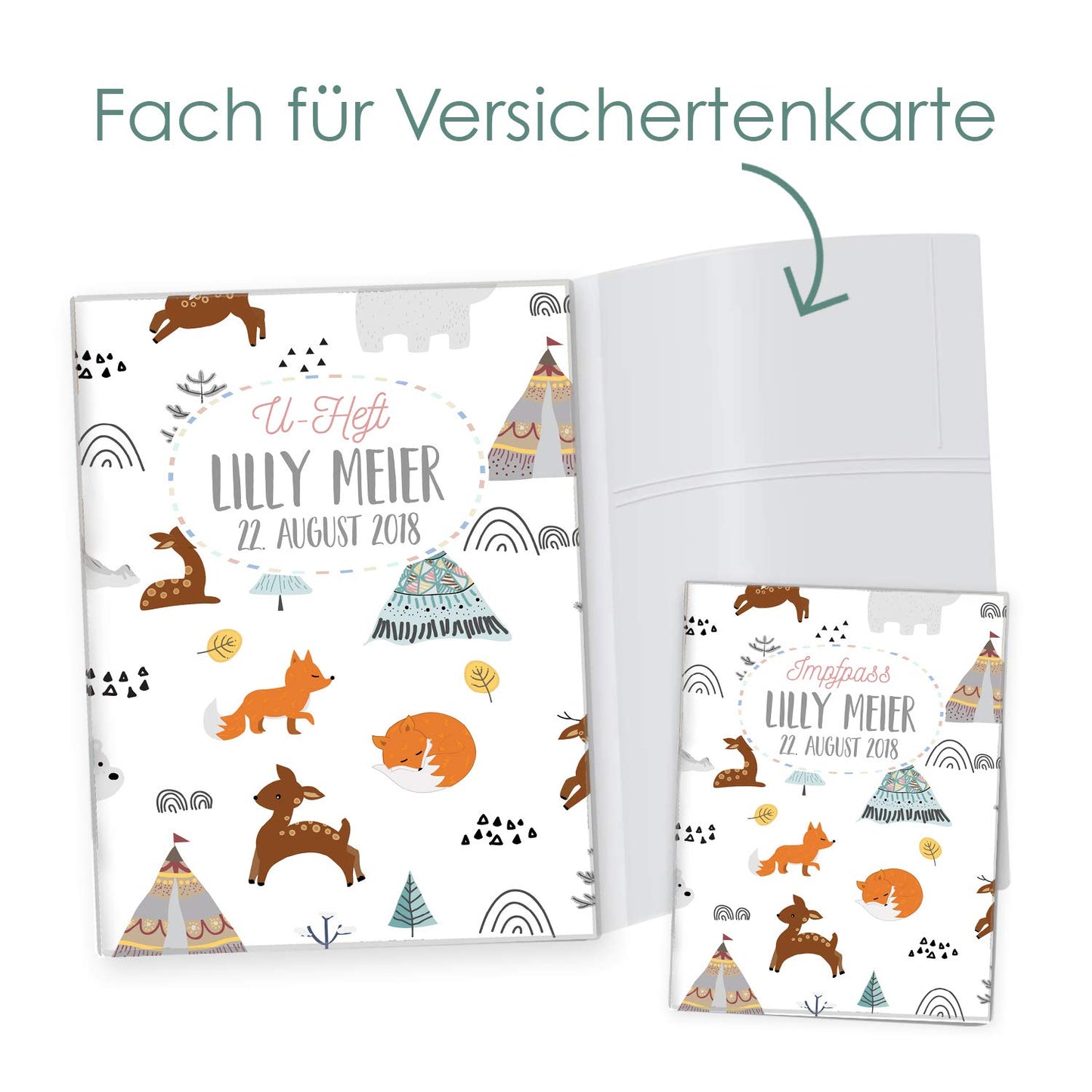Waldtiere U-Heft und Impfpasshülle Mit Personalisierung