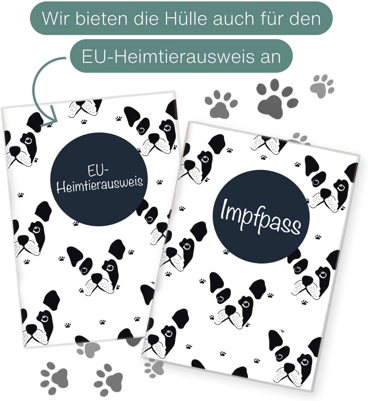 Bulldogge Wilhelm Fell Impfpasshülle für Tiere