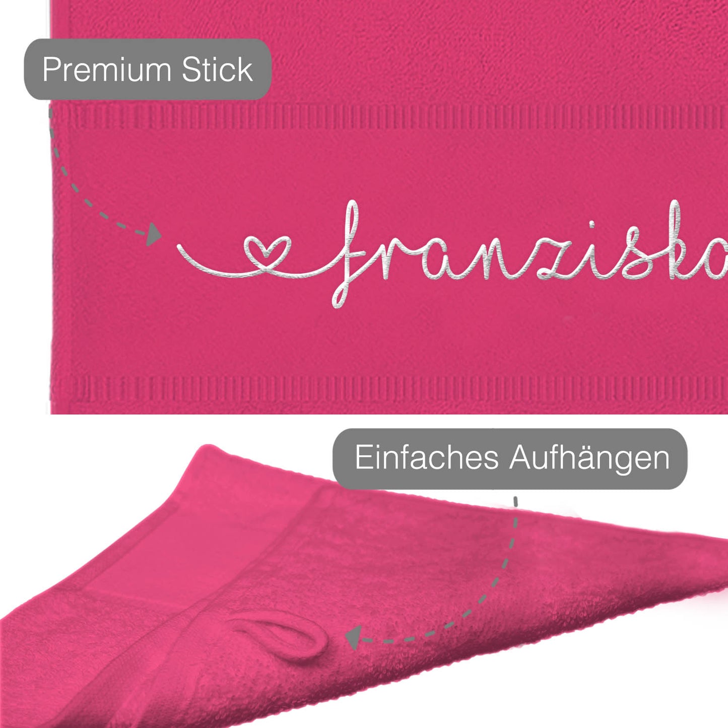 Pink Hochwertiges Händehandtuch Bestickt mit Namen