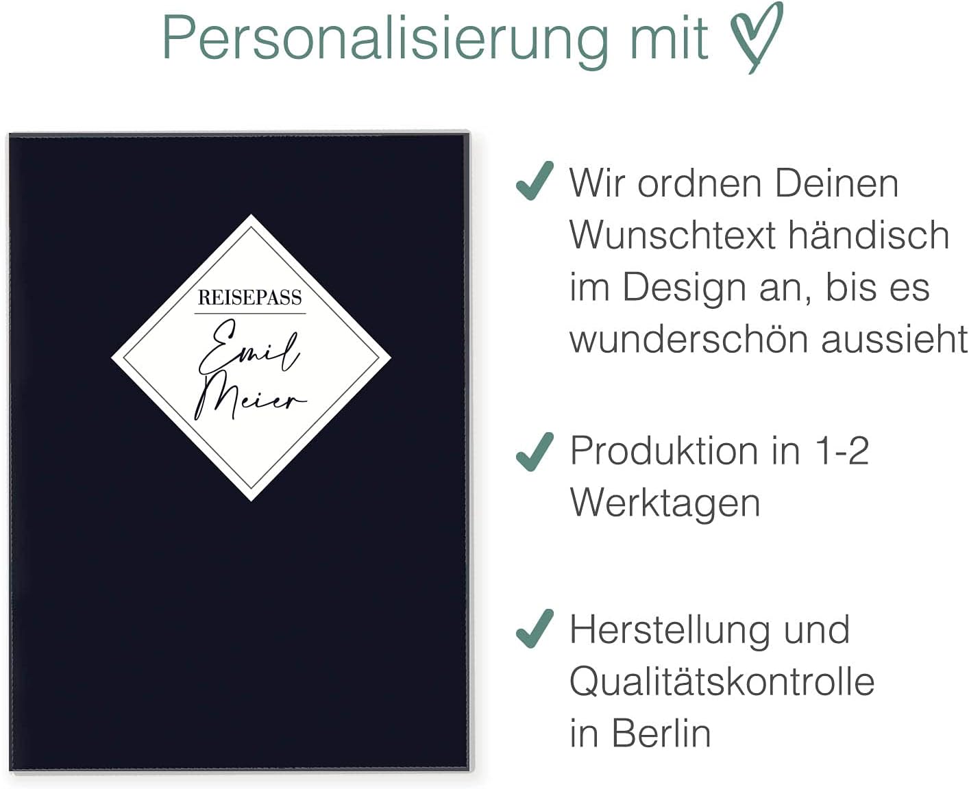 Dark Blue Reisepasshülle für Erwachsene und Kinder Mit Namen