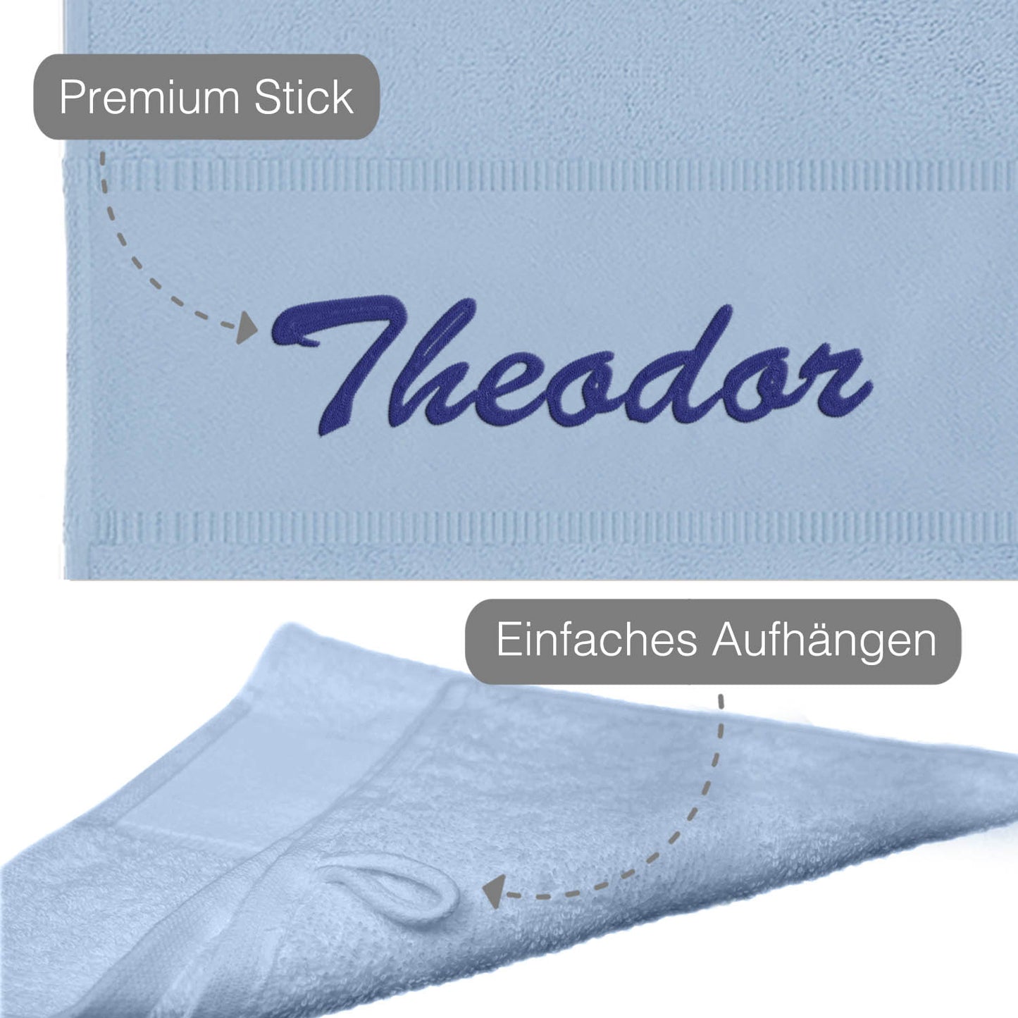 Hellblau Hochwertiges Händehandtuch Bestickt mit Namen