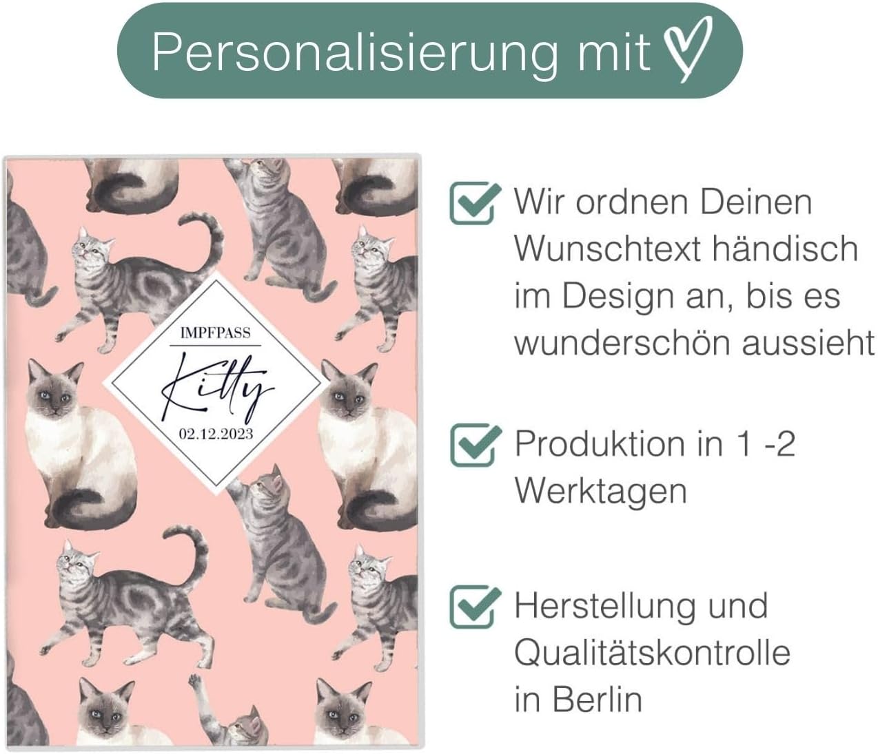 Kitty Wilhelm Fell Impfpasshülle für Tiere Mit Namen